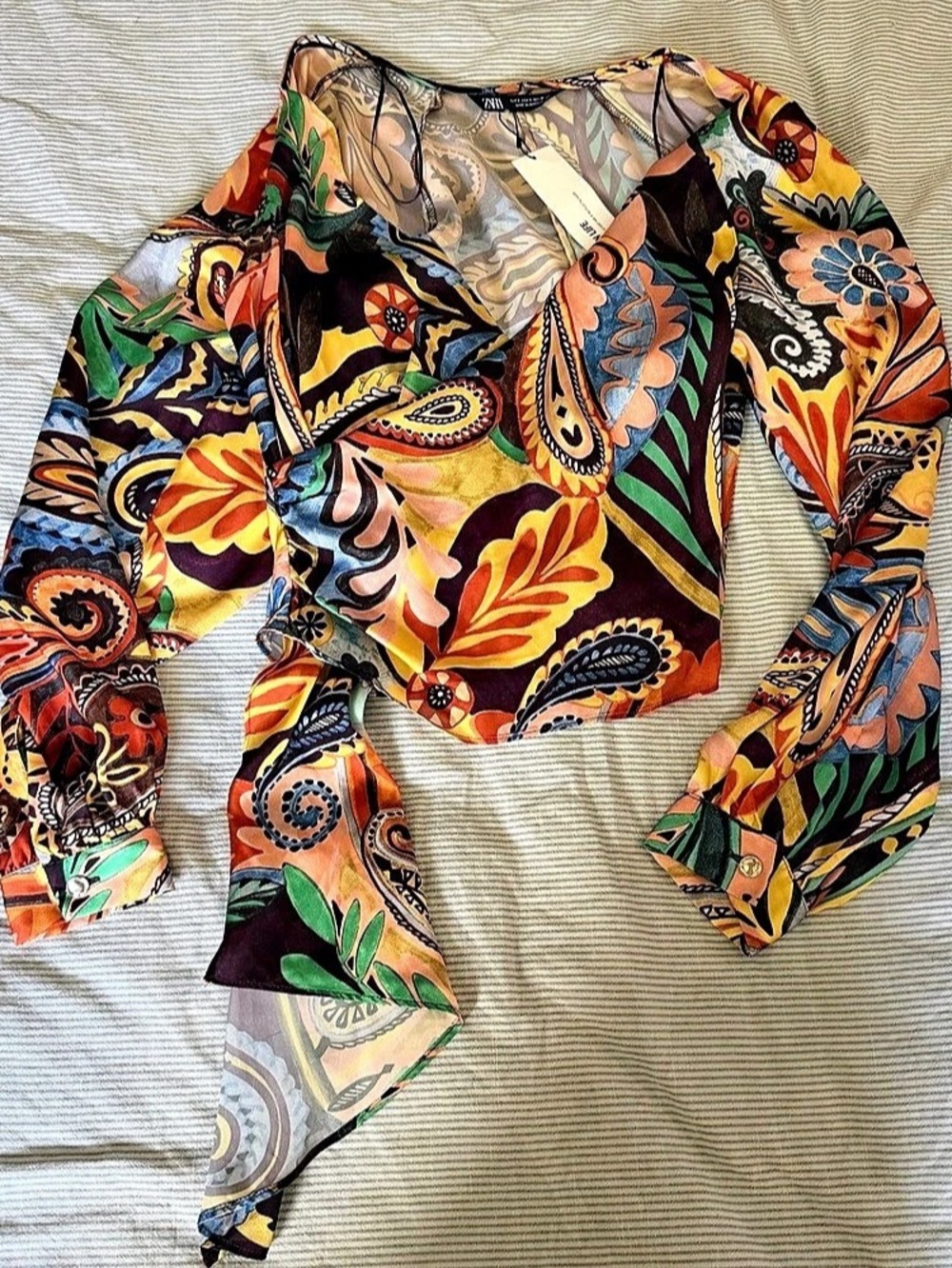 ZARA Paisley Wrap Blouse Paisley Crop Top